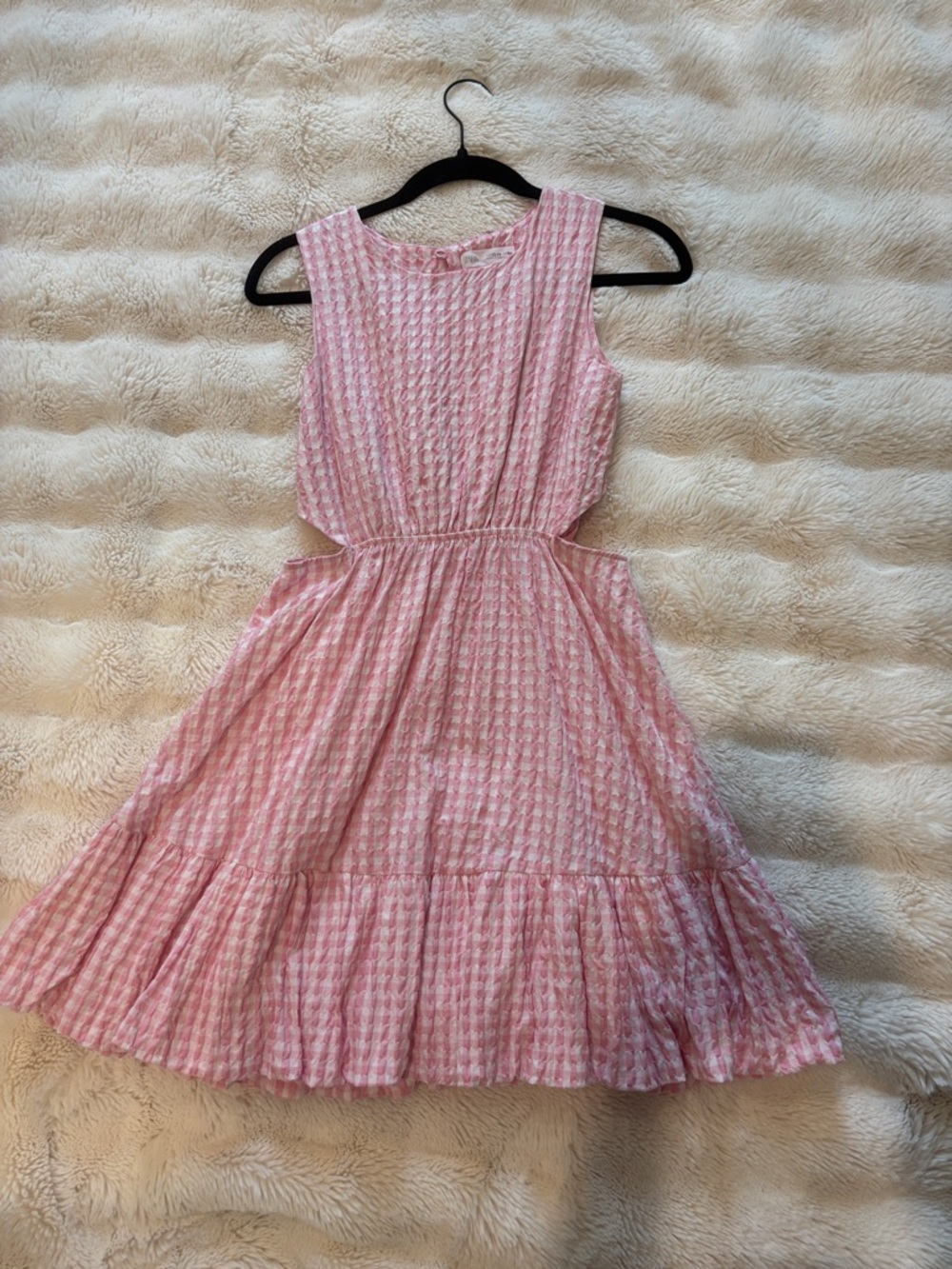 Zara Pink Seersucker Cutout Dress for Kids
